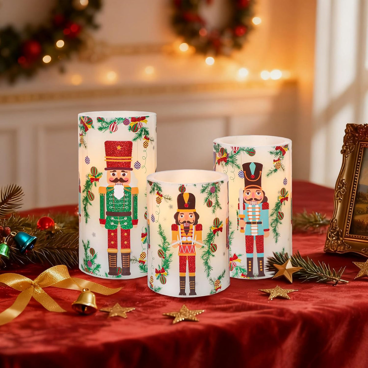 Crystal Club Christmas Flameless Candles, Nutcracker LED Candle with Remote