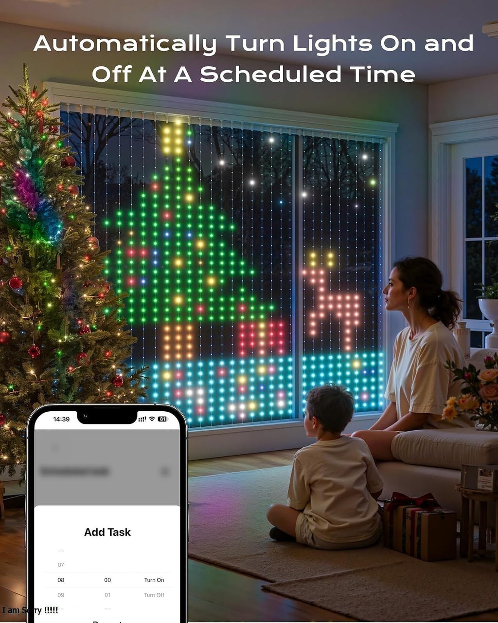 1040 RGB LED Smart Curtain Lights with APP Control, 9.8x6.6Ft