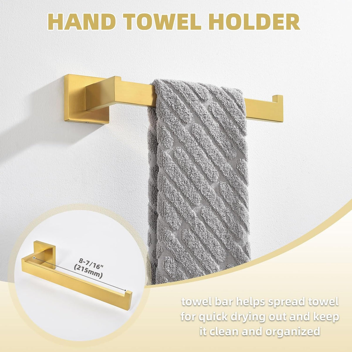 Angle Simple Bathroom Hardware Set, Bath Accessory Kit Brushed Dark Gold
