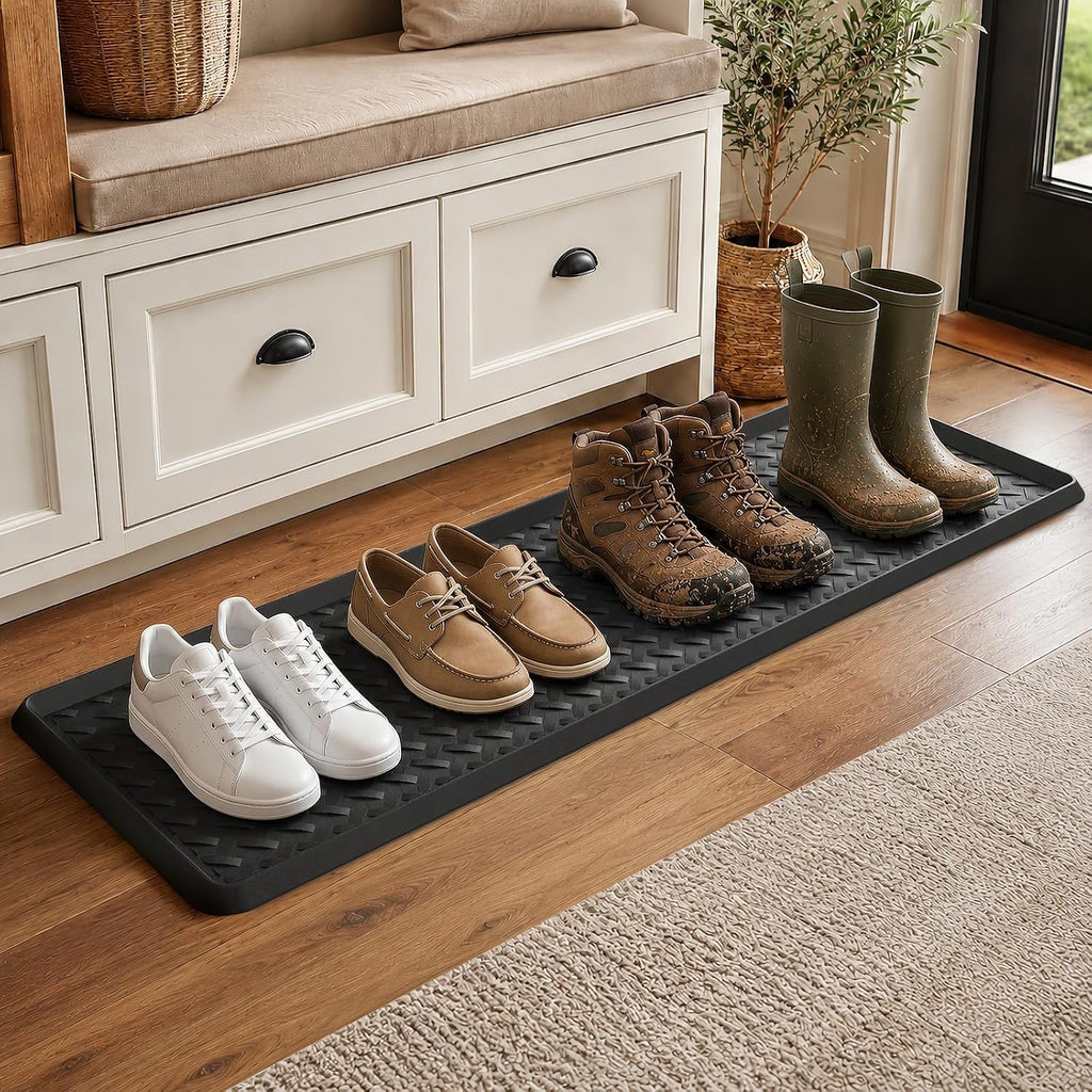 Extra Large Boot Trays - Heavy-Duty Rubber Mat with Raised Edges, Waterproof Shoe Mat Tray for Indoor & Outdoor, Multi-Purpose Catch-All Trays/Floor Protector, 47.25" x 15.75"