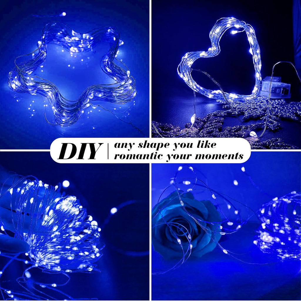 ZGWJ 24 Pack Fairy Lights Battery Operated, 7ft 20 Mini LED Fairy String Lights Silver Wire 3 Modes for DIY, Parties, Wedding, Bedroom, Halloween Christmas Decoration Blue