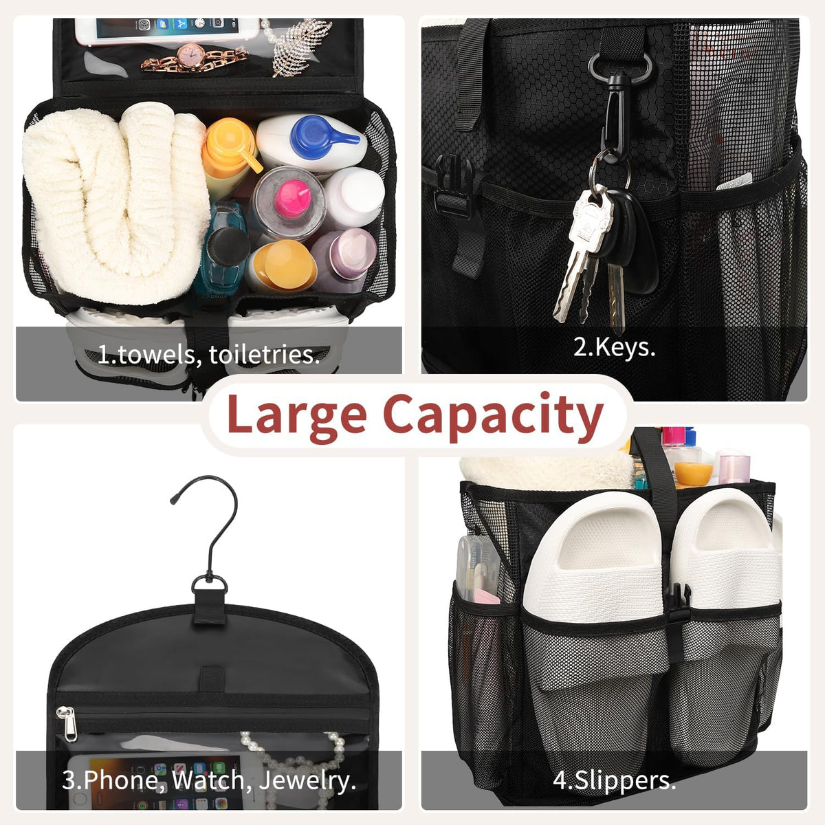 Mesh Shower Caddy Portable Shower Bag for College Dorm Room Essentials