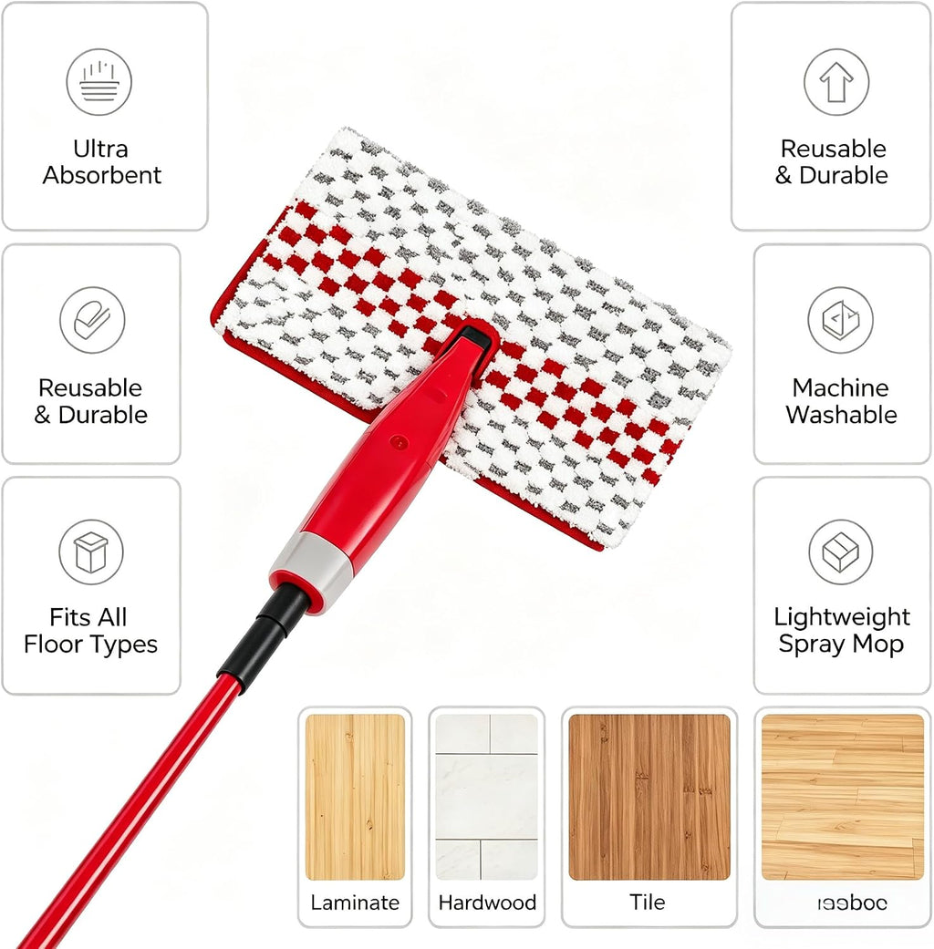 4packs Reusable Microfiber Spray Mop Pads Compatible with Ocedar Promist MAX Spray Mops Refill for Oceda ProMist Dust Mop, Dual-Action Washable Flip Mops Pads Replacement for Dry Wet Floor Cleaning