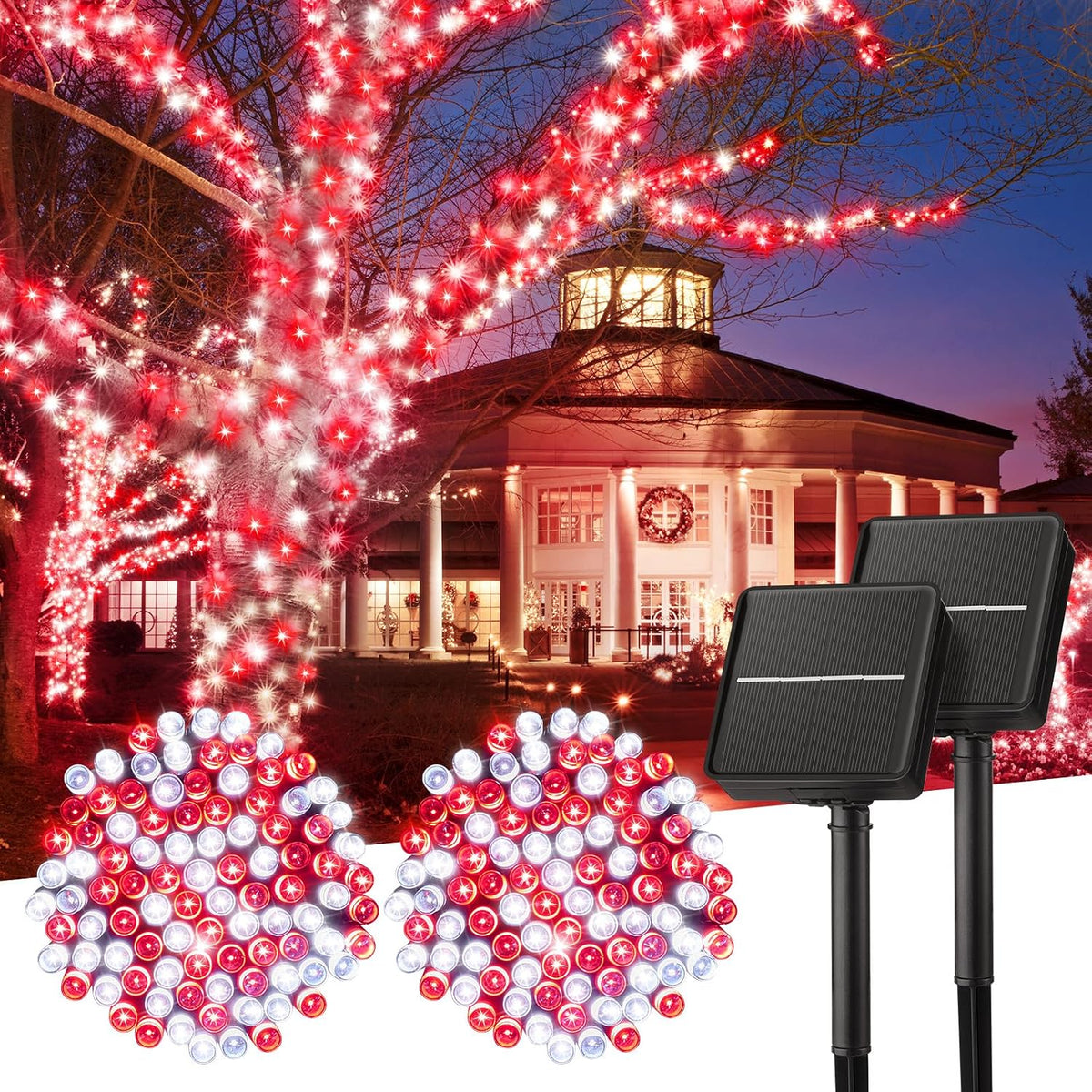 Minetom Solar Christmas Lights Outdoor Waterproof, 2Pack Total 80FT 200 LED