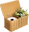 Sumnacon Wicker Storage Basket with Lid, Rectangle Bathroom Narrow Baskets