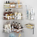 Liuoud Corner Shower Caddy 5 Pack Adhesive Stainless Steel Organizer Chrome
