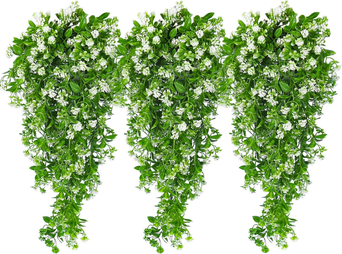 SJL Artificial Hanging Plants Fake Vine Faux Greenery Outdoor Decor 3Pcs