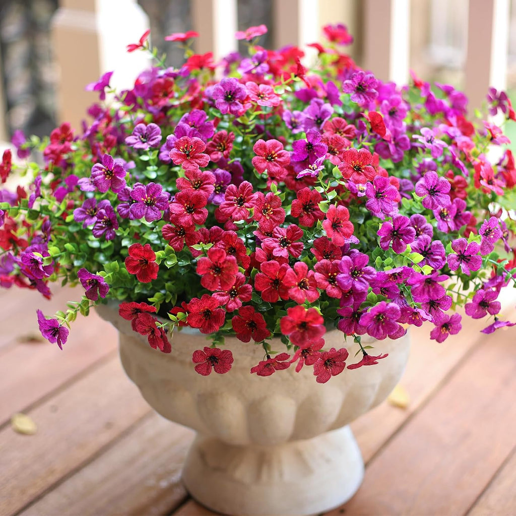 Artificial Flowers for Outdoors (12, Purple Hot Pink)