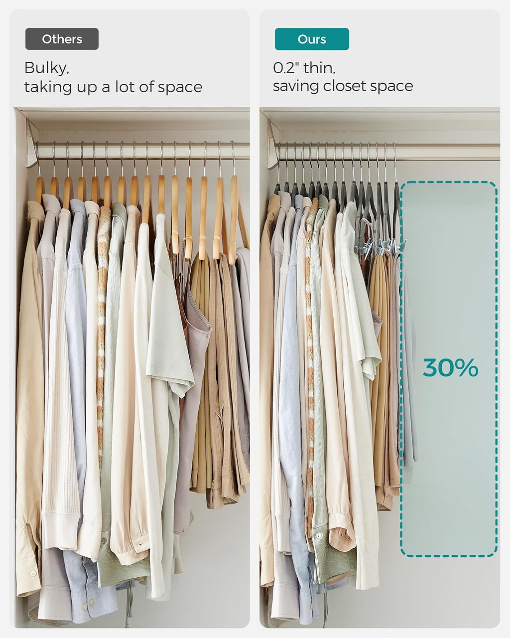 SONGMICS 20-Pack Pants Hangers, Velvet Hangers with Adjustable Clips