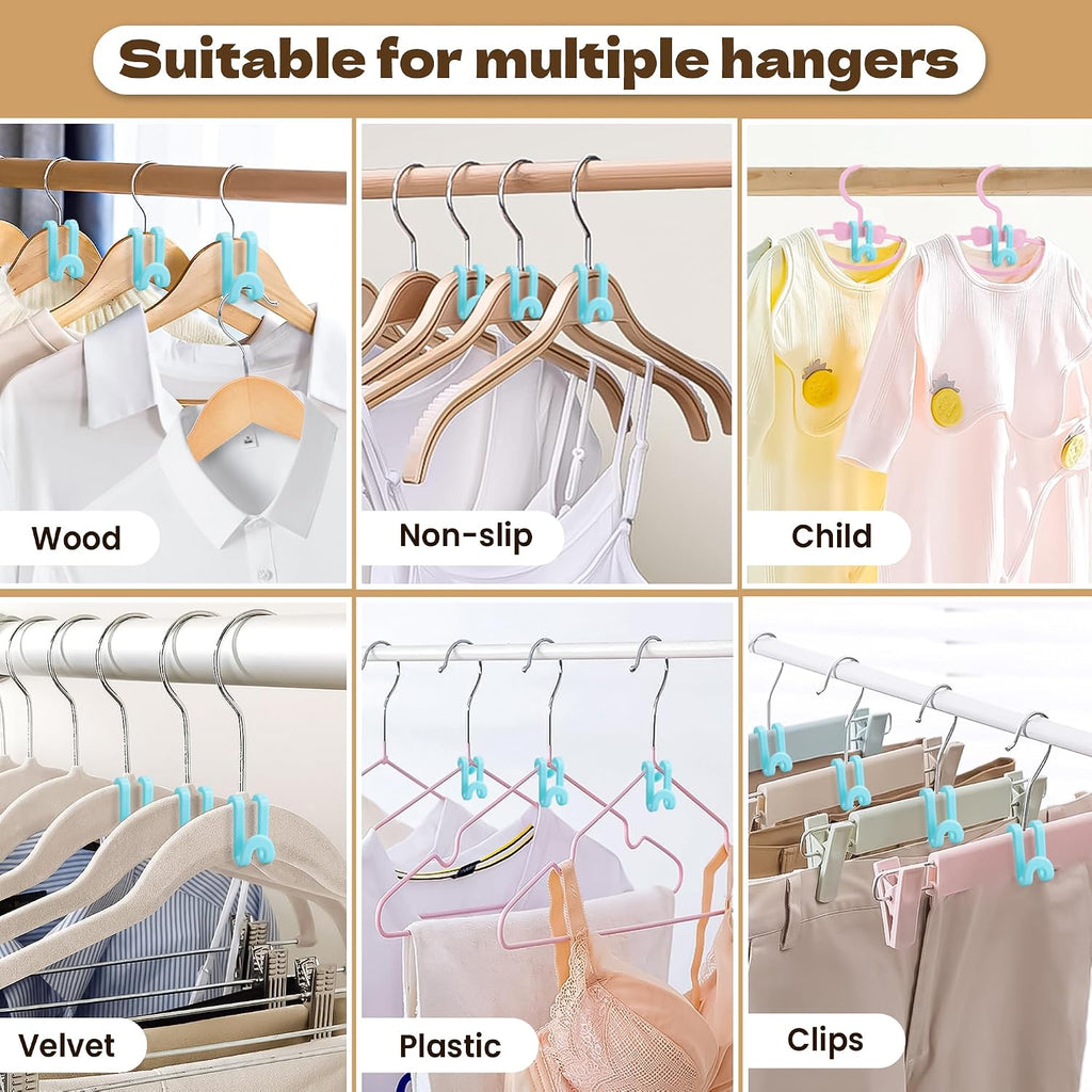 Mlici 60 Pack Space Saving Hanger Connector Hooks for Closet, Sky Blue