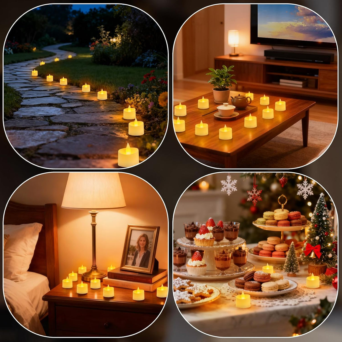 Realistic Flameless LED Tea Lights - Battery-Powered Dancing Flame Candles for Weddings, Halloween, Votives | Safe Child-Resistant, Flickering Ambiance Decor (Ivory Base, 100 Pack)
