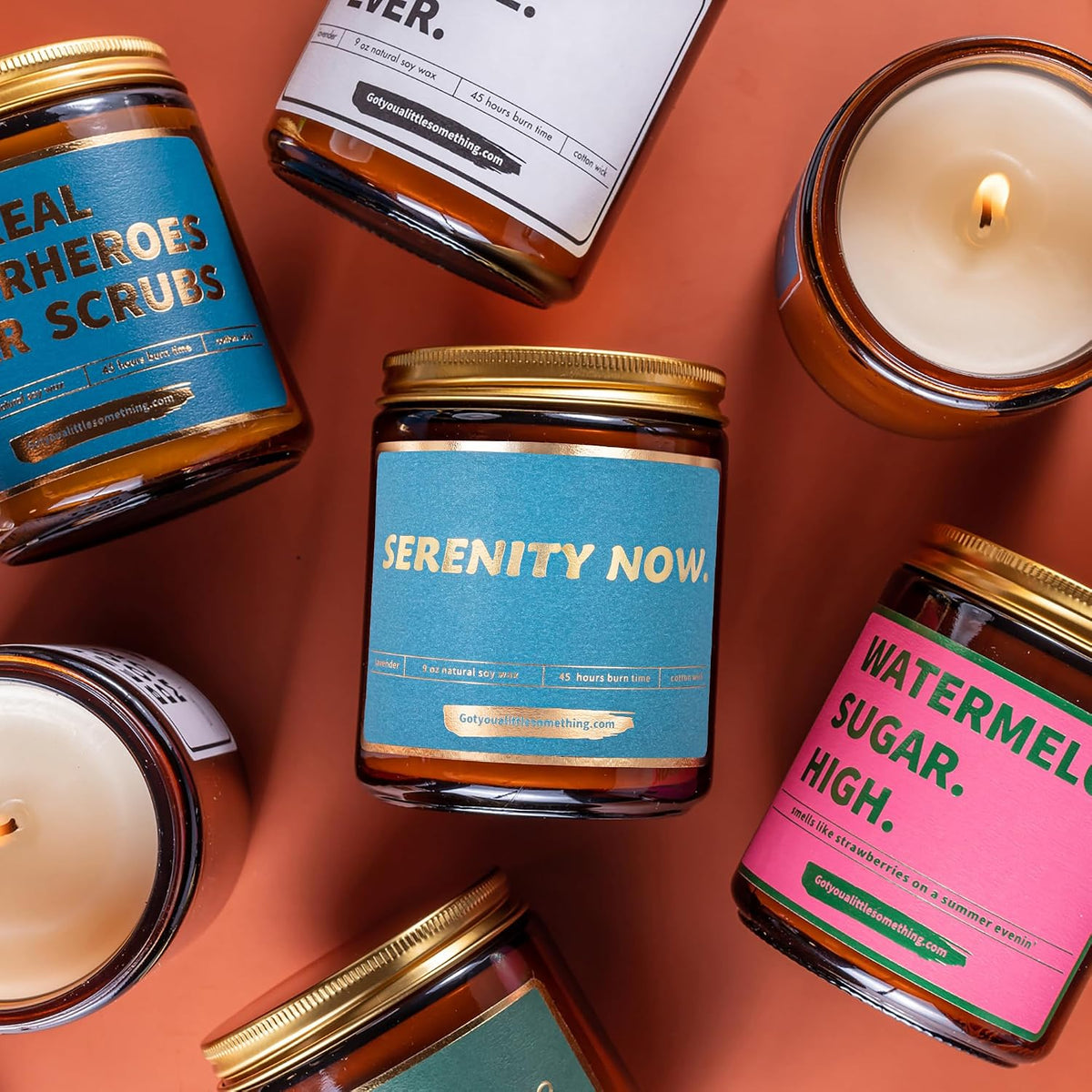 Seinfeld Gifts for Women - Serenity Now Lavender Vanilla Scented Soy Wax Candle | Seinfeld Merch Mothers Day Friendship Relaxation Gifts for Women | Birthday Present Idea for Friends for Home Decor