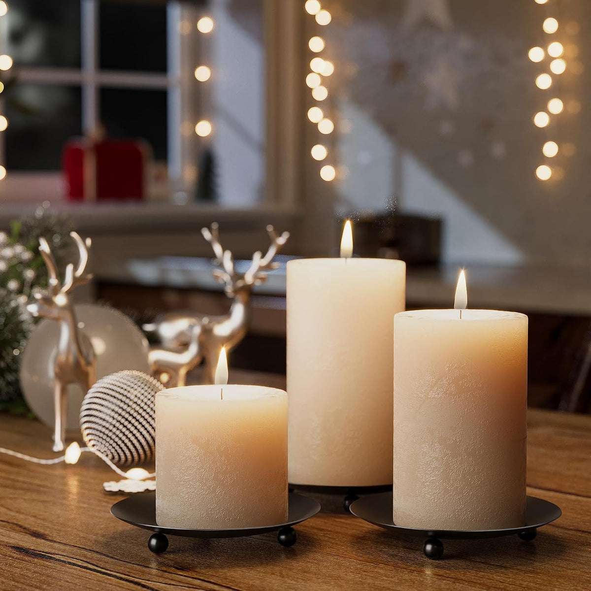Apsways 6 Pcs Black Pillar Candle Holders for Dinner Party, Wedding