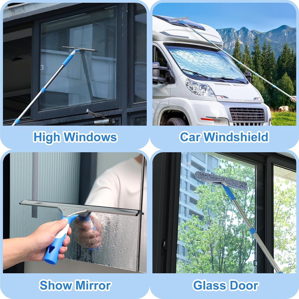 Mitclear 10 Feet Long Squeegee Window Cleaner Tool for Outdoor High Windows