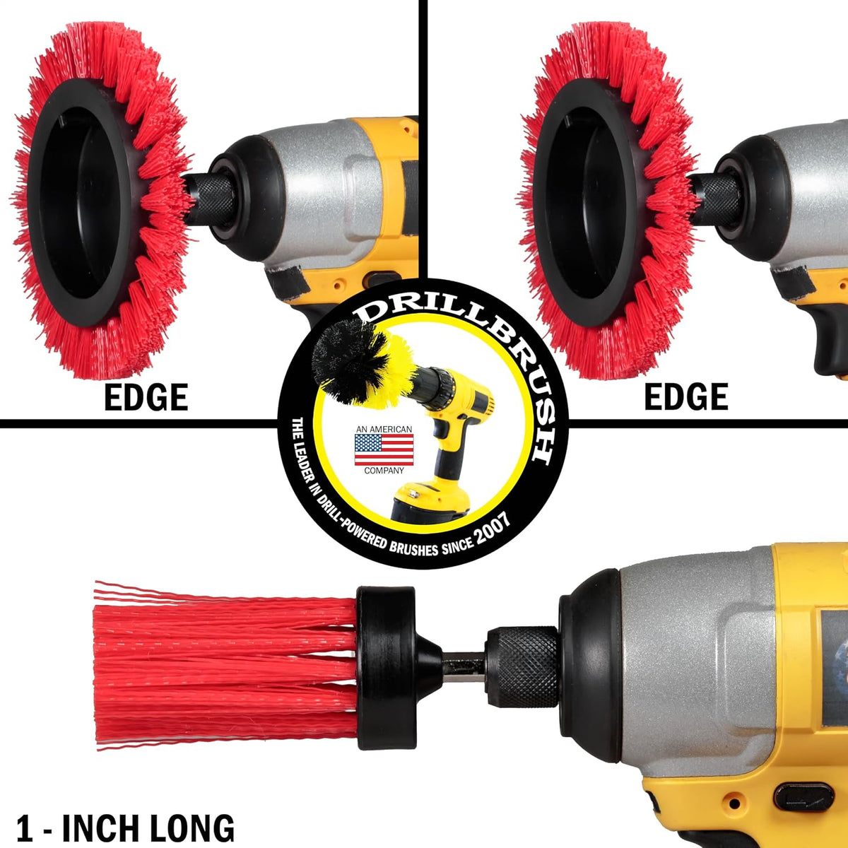 Drillbrush Hard Bristle Cleaning Brush for Crevices and Gaps - Outdoor