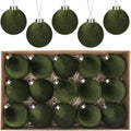 Green Velvet Ornaments for Christmas Tree 15Pcs Flocked Ornaments Balls
