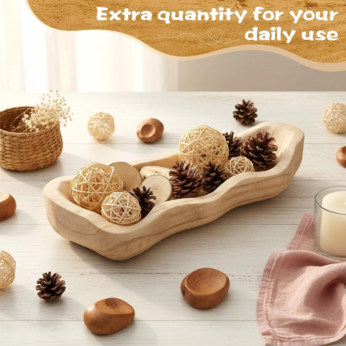 Nuogo 14 Inch Wooden Wavy Edge Dough Bowl Supplies, Color of Wood