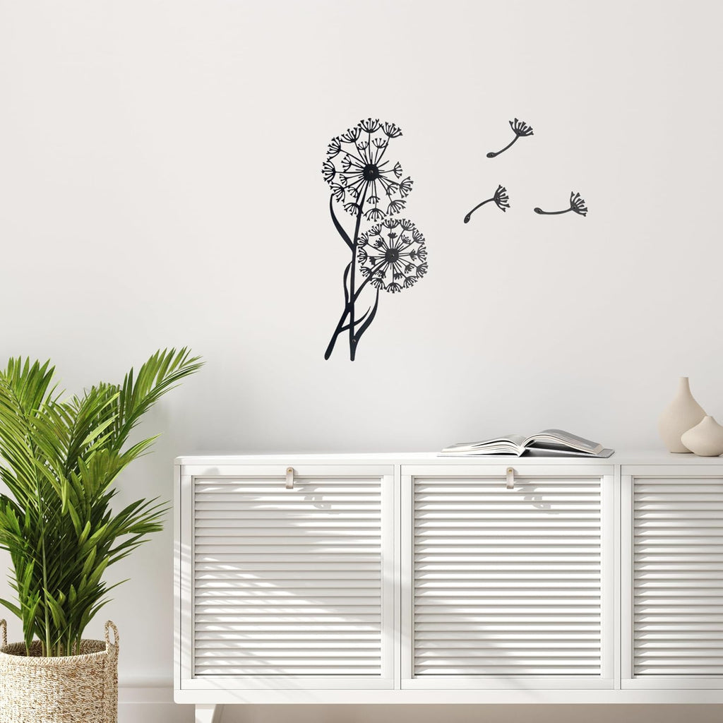 Urbraneco 4PCS Metal Dandelion Wall Art With Flying Seeds Decor