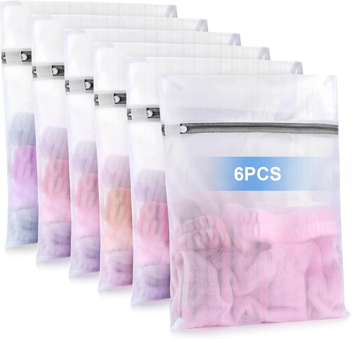 6 Pcs Laundry Bag, 12“x16”Mesh Laundry Bags for Delicates, Garment Gag for Washing Machine, for Daily Organization Travel Packing Wvzedm