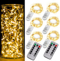 6 Pack Fairy Lights Battery Operated With Timer,2 Remotes,20 LED Warm White