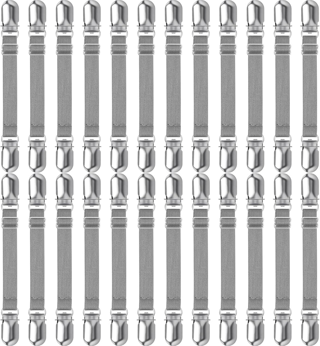 Boao 24 Pcs Bed Sheet Clips Straps Heavy Duty Adjustable Fasteners Elastic Fitted Bed Holder Mattress Corner Sheet Fasteners for Home Room Couch Supplies(Gray,8-12 Inch)