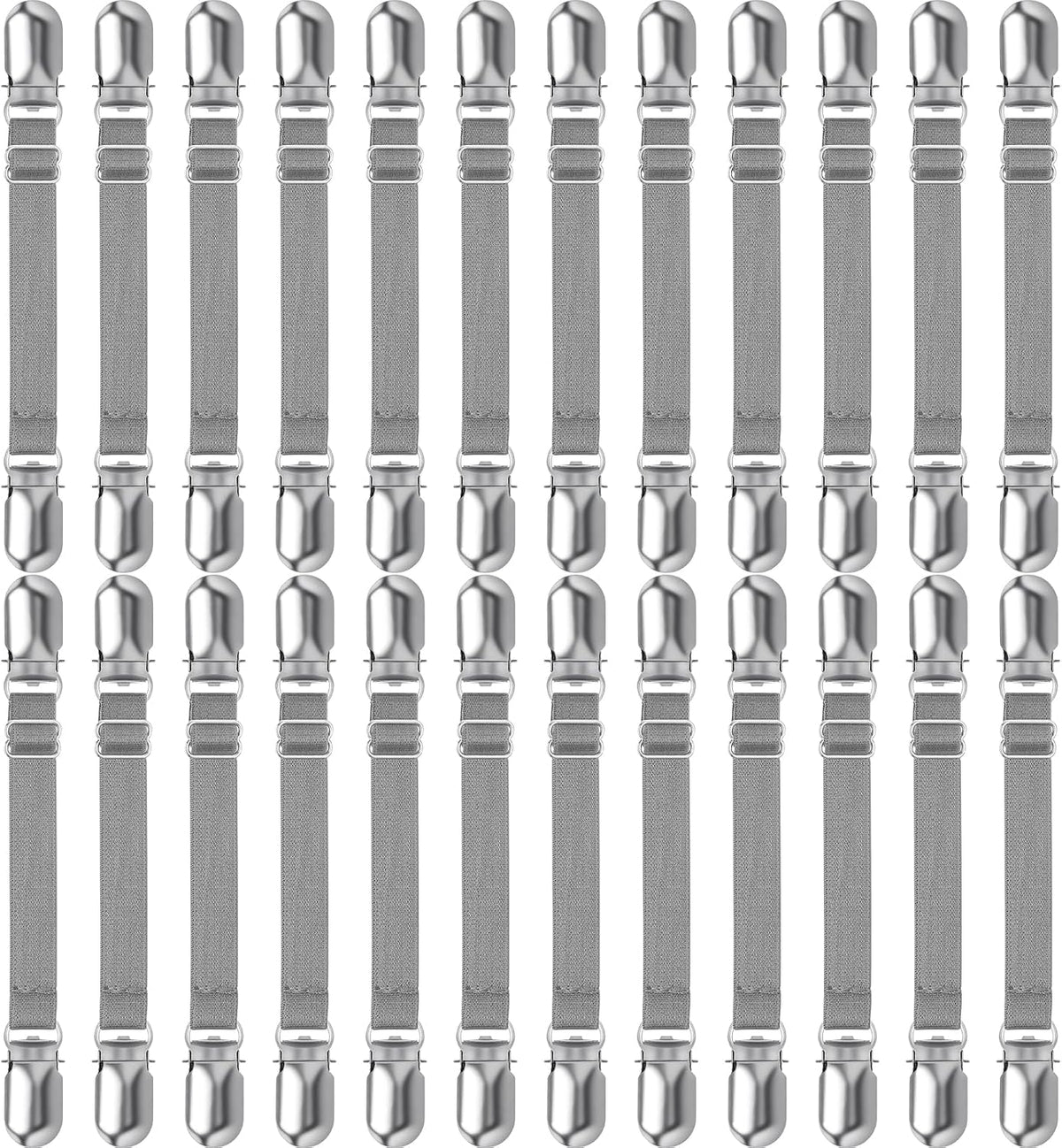 Boao 24 Pcs Bed Sheet Clips Straps Heavy Duty Adjustable Fasteners Elastic Fitted Bed Holder Mattress Corner Sheet Fasteners for Home Room Couch Supplies(Gray,8-12 Inch)