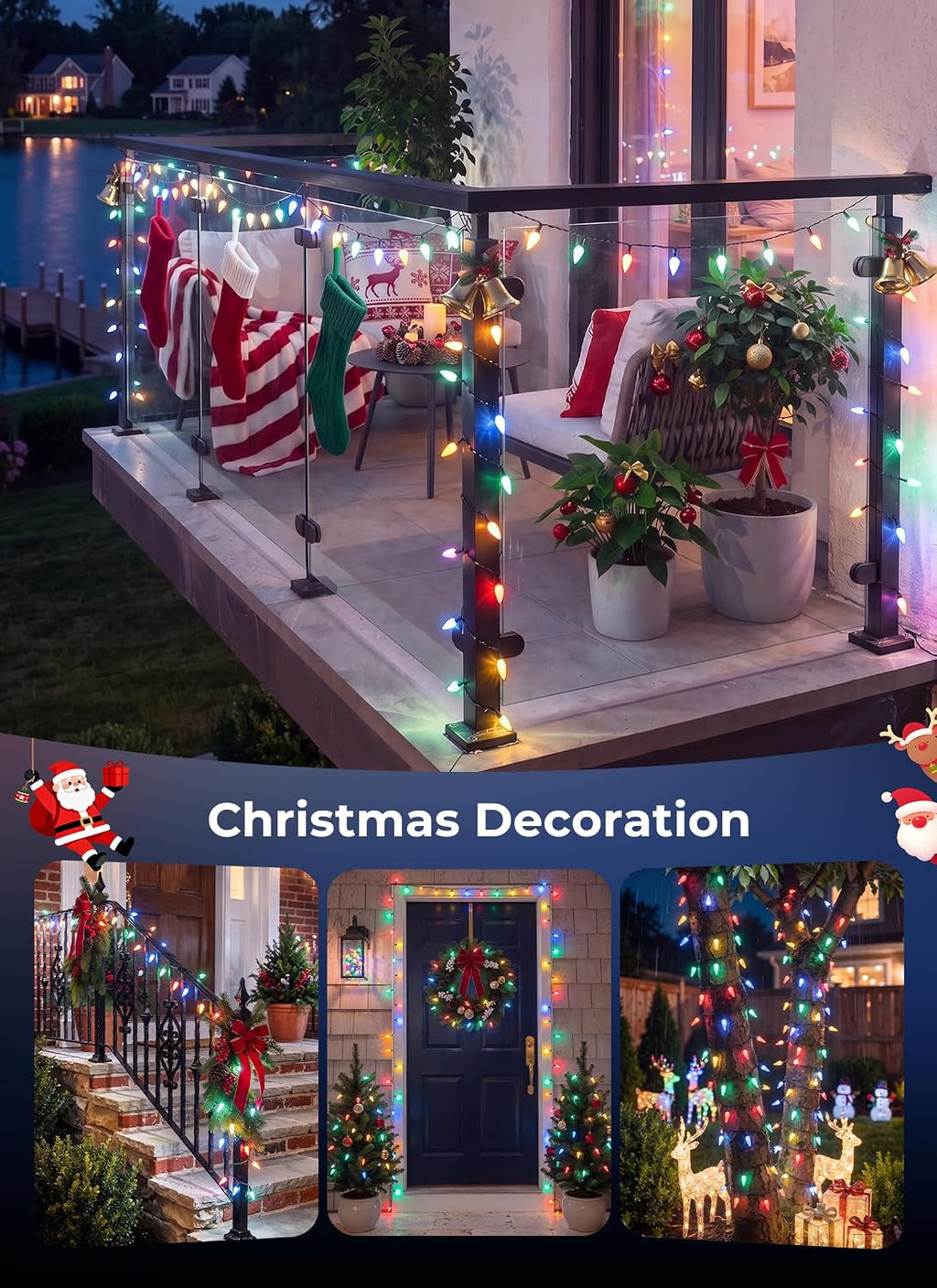 Minetom Solar Operated C6 String Lights, 100 LEDs Waterproof Patio Lights