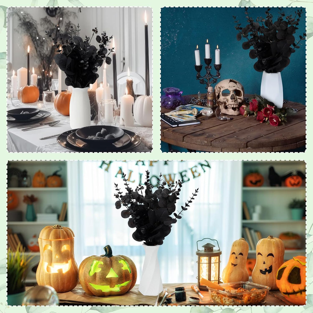 Giegxin 180 Pcs Mixed Artificial Eucalyptus Leaves Stems Bulk Black