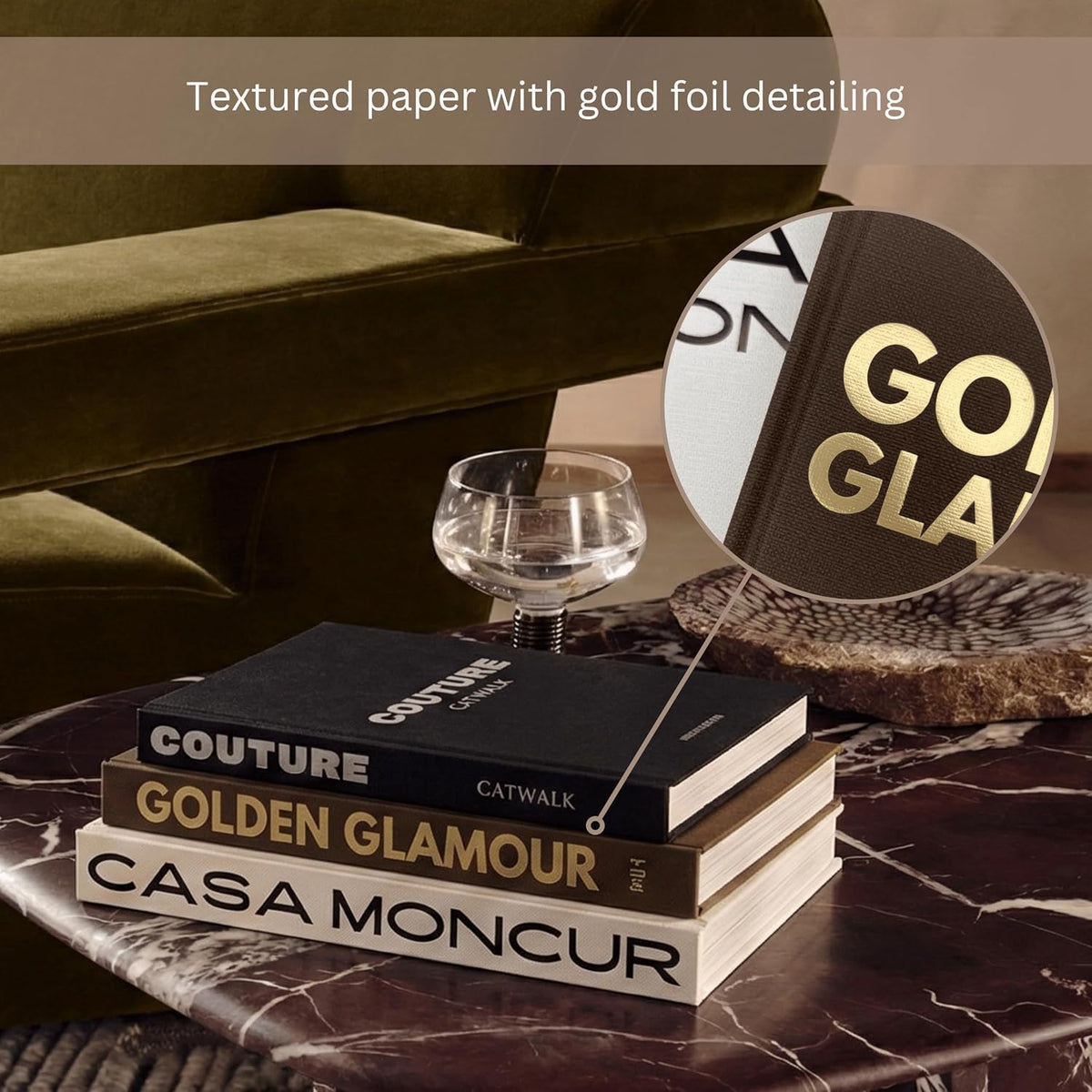 Decorative Coffee Table Books, Set of 3, Black and White, Real Pages