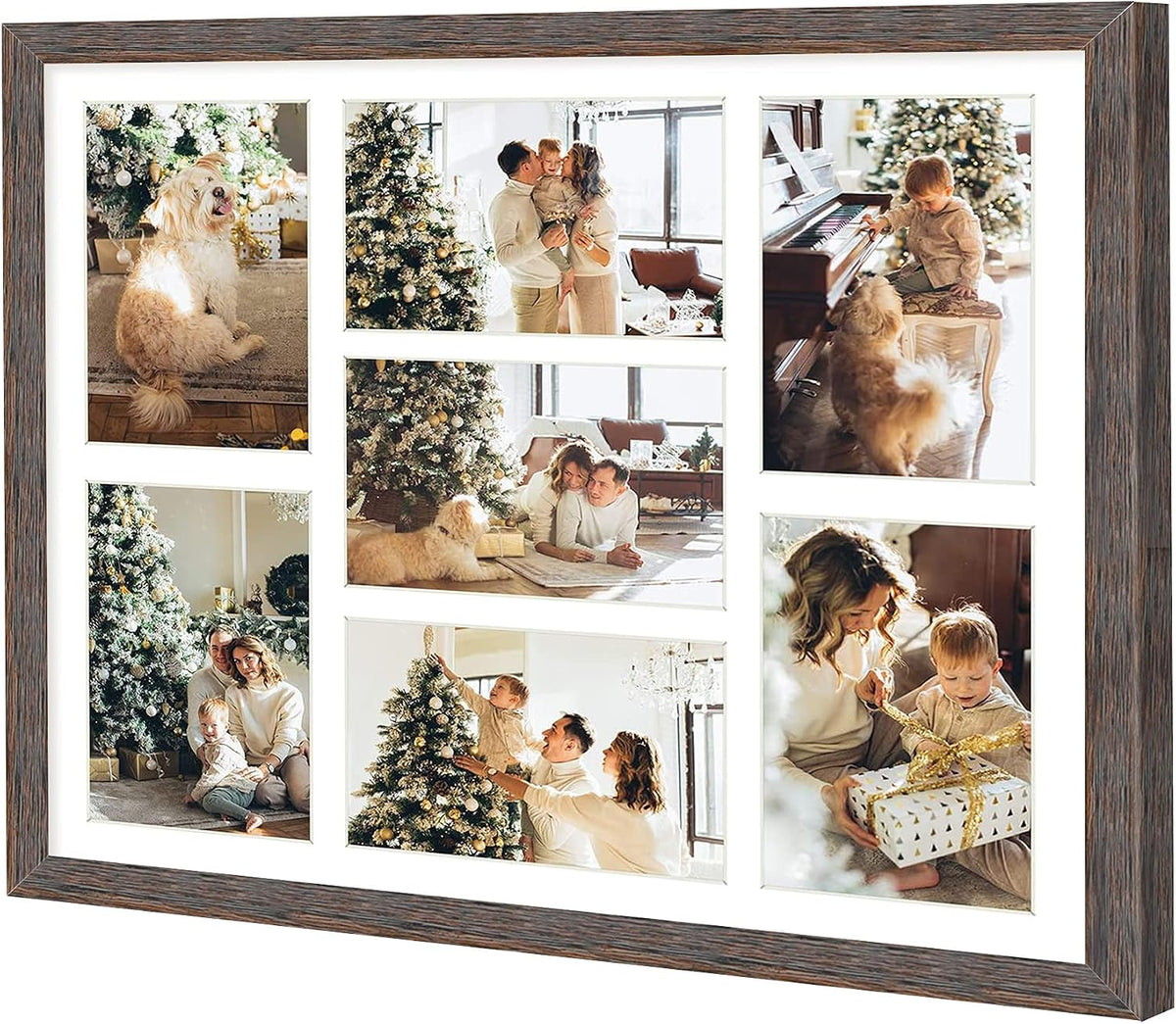 Golden State Art 7 Openings for 4x6 Collage Picture Frame,Solid Wood/Glass