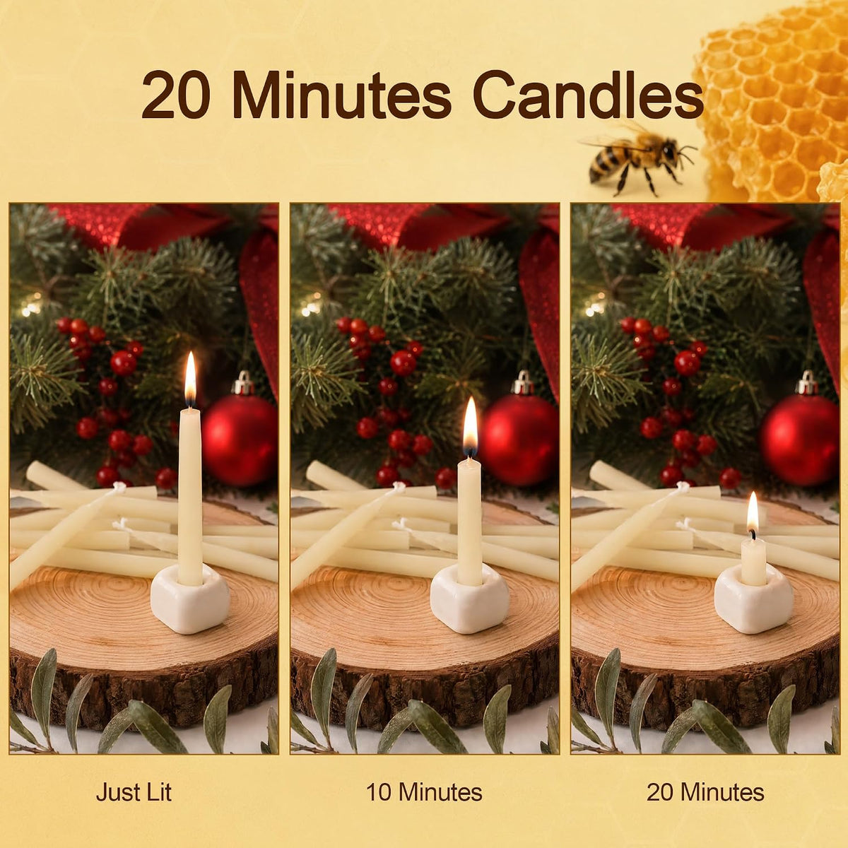 Beeswax Candles 10 Pcs 20 Minute Burning Tealight Candles- White