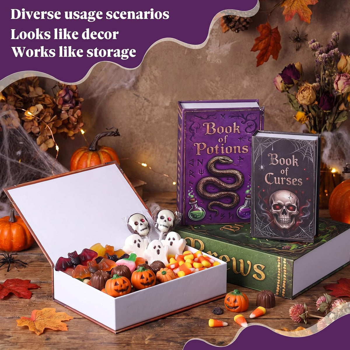 Sabary Set of 4 Decorative Books Box, Multicolor, Halloween