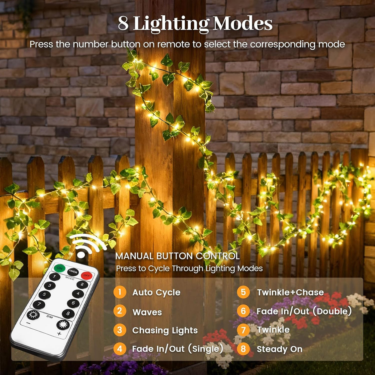DomeStar 40 FT 120 LED Pothos Vines String Lights with Remote, Fairy Lights