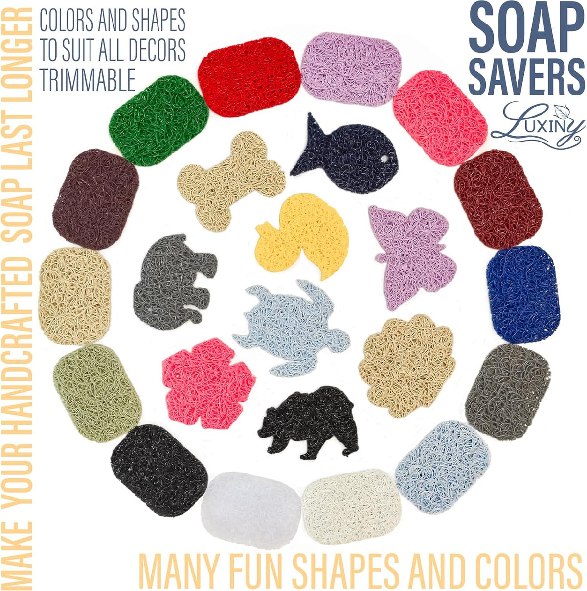 Soap Savers for Bar Soap/ShampooConditioner Bars, Made in USA by Luxiny | Lifts Bars in Soap Dishes & Shower Soap Holders | Handmade Soap Lasts Longer | Bars Dry Between uses (Yellow Duck)