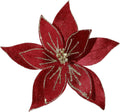 10.2’’ Large Glitter Christmas Flowers 6 Pcs Artificial Poinsettia Flower Velvet Christmas Tree Flower Ornaments Fold Floral for Christmas Decorations New Year Party Wedding (Wine Red)