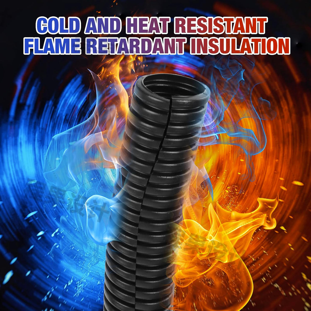3/4 inch Split Wire Loom Tubing 10 ft Cord Protector Wires Covers Flexible Polyethylene Split Loom for Automotive, Home, Office, and Industrial Applications with Easy Installation Tool Black