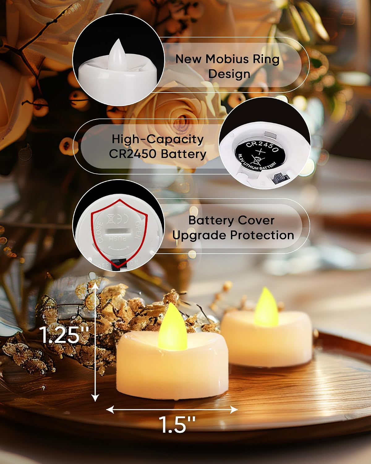 merrynights 12Pcs Remote Control LED Tea Lights,2/4/6/8H Timer,400+Hours