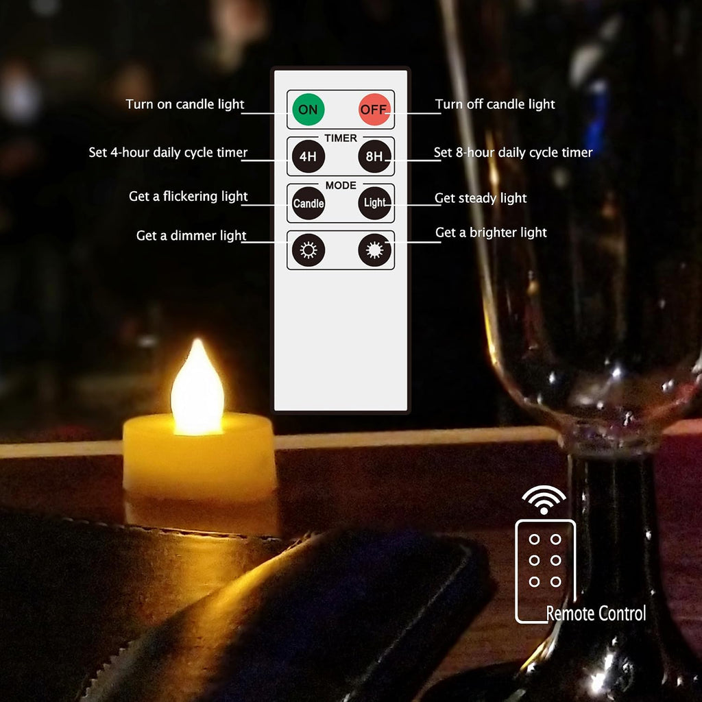 12 Battery Operated Flameless LED Tea Lights Tealight Candles Remote Timer