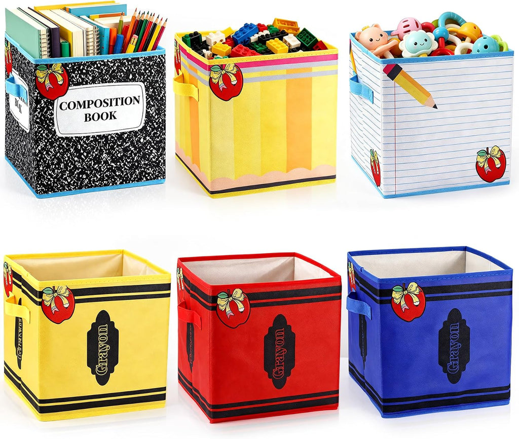 HUISUYTON 6 Pcs 11in Classroom Storage Bins,Fabric Storage Bins with Handle