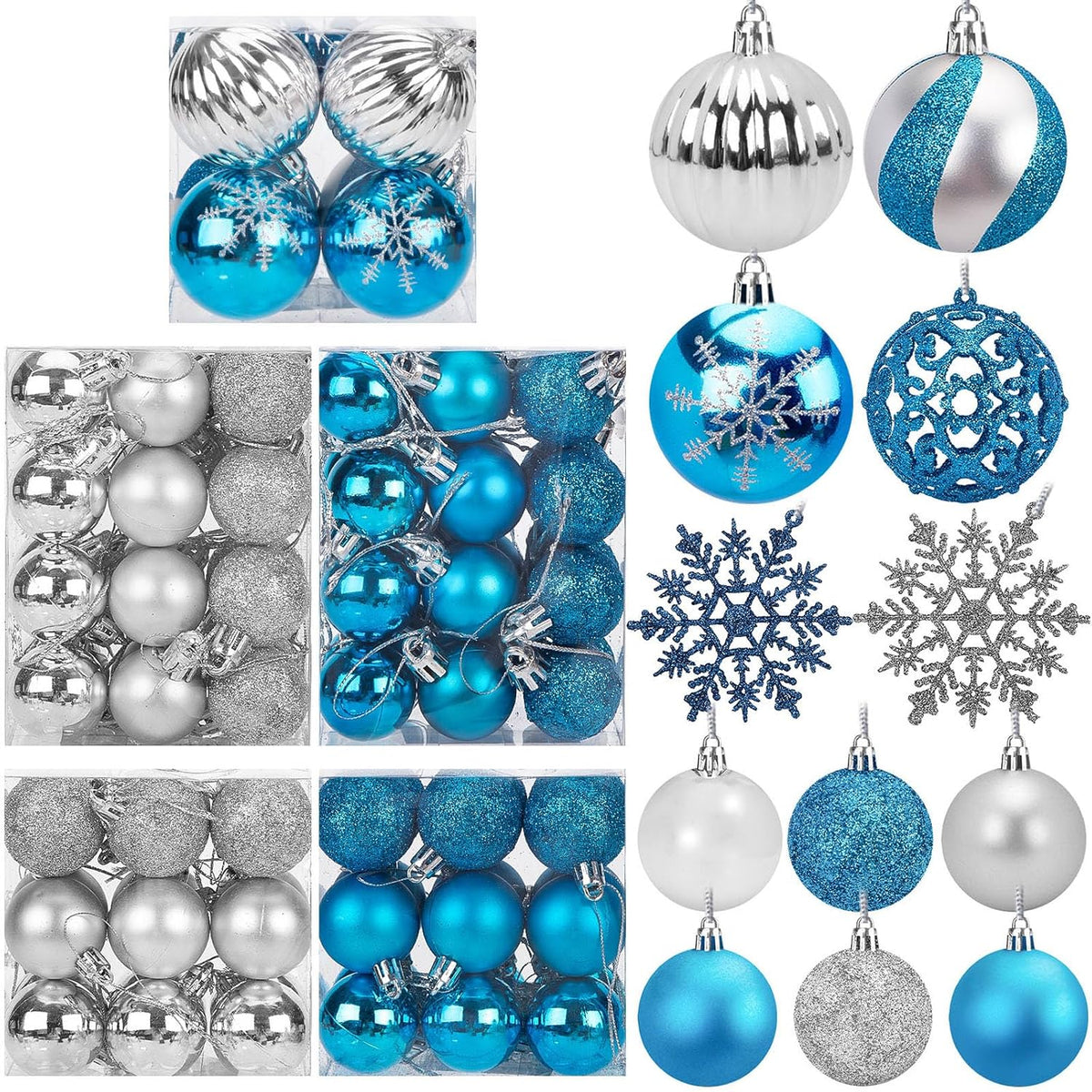 DOMESTAR 100 PCS Christmas Ball Ornaments, Christmas Tree Ornaments Glitter