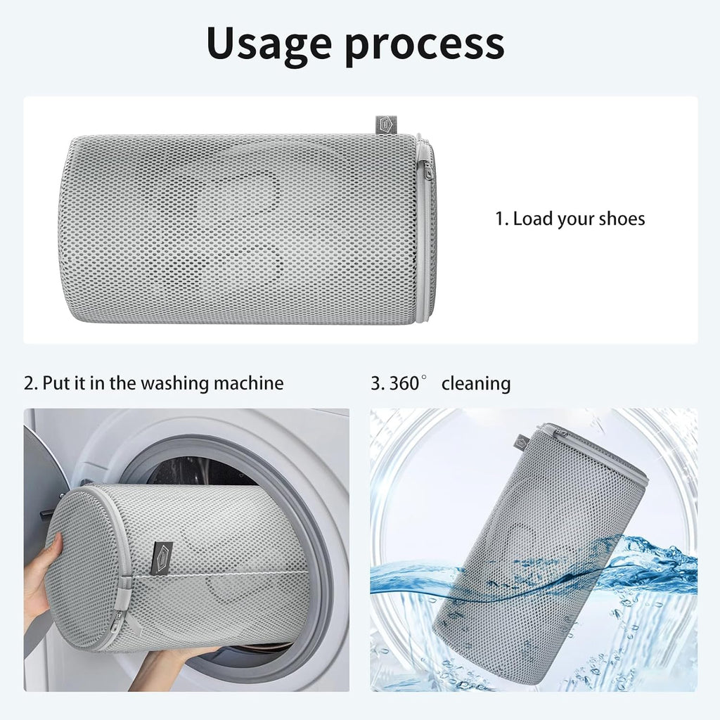 Shoe Washing Machine Bag, Large Laundry Bag for Sneaker, Grey, 8x15", 4Pcs