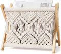 Mkono Macrame Magazine Holder, Boho Woven Book Rack Basket, 11.2"L x 7.5"W