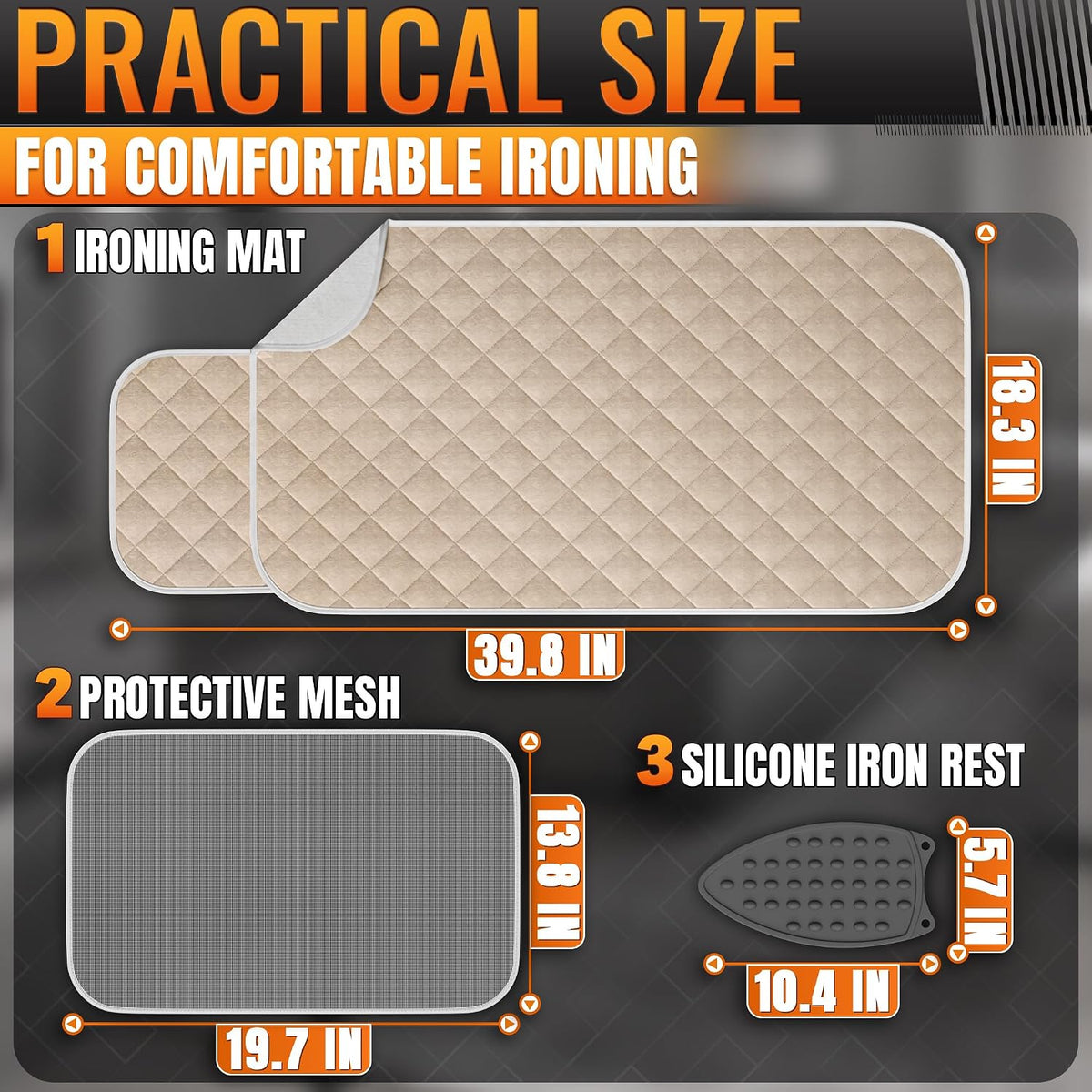 3-in-1 Ironing Mat for Table Top, 39.6" x 17.9", Magnetic Edges