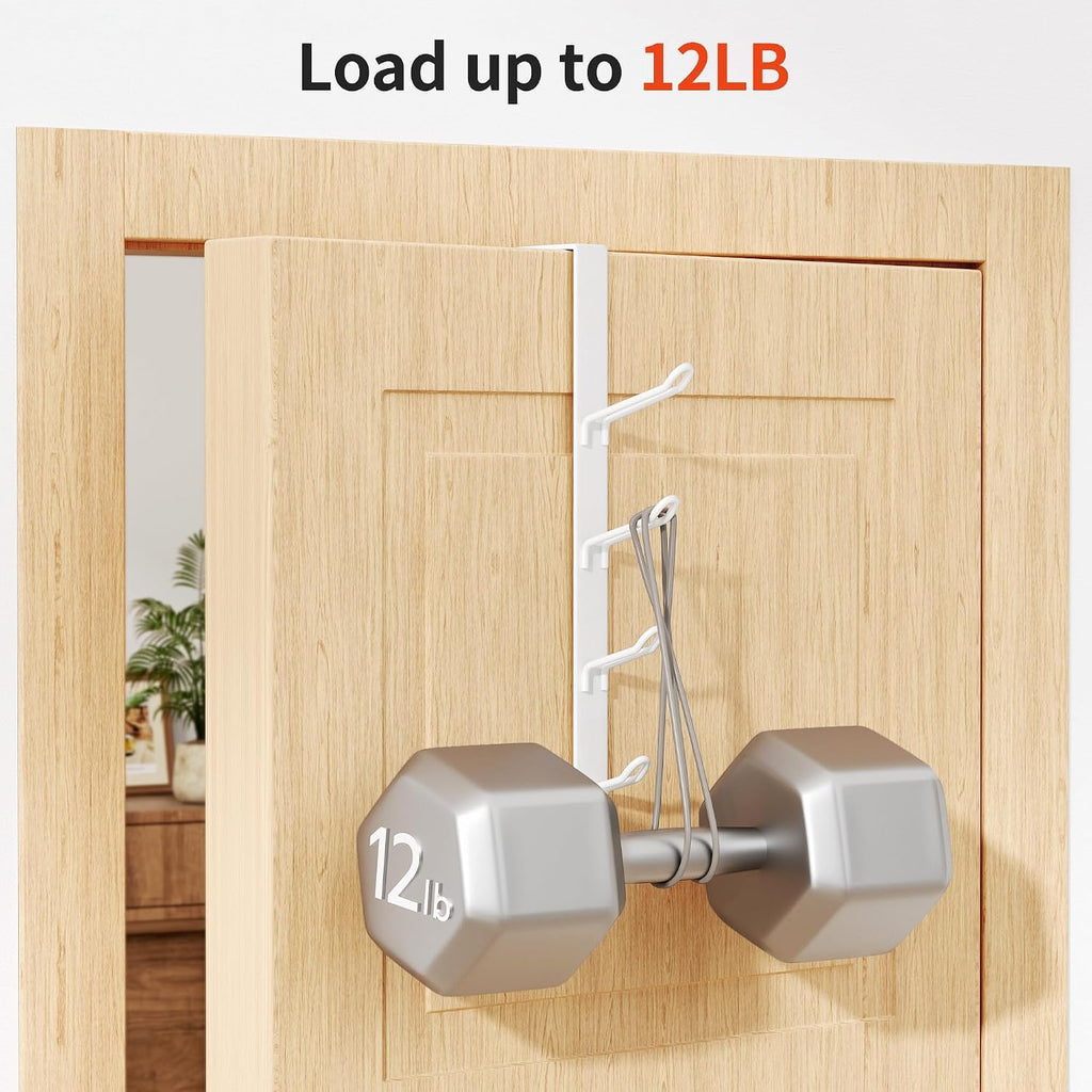 niffgaff 8 Hook Over The Door Hooks, Vertical Over The Door Towel Hook, Over Door Hook, Over The Door Hanger, for Towel and Clothes Hangers, White, 2 Pack,12.28“,for 1.7'' Door