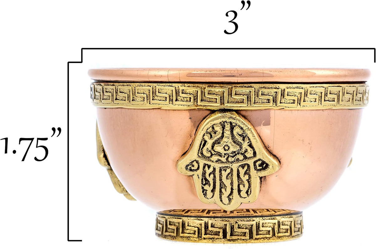 Alternative Imagination Hamsa Hand Copper Bowl - Offering Bowl For Altar or Ritual Use, Incense Holder and Smudge Kit, Home Decor