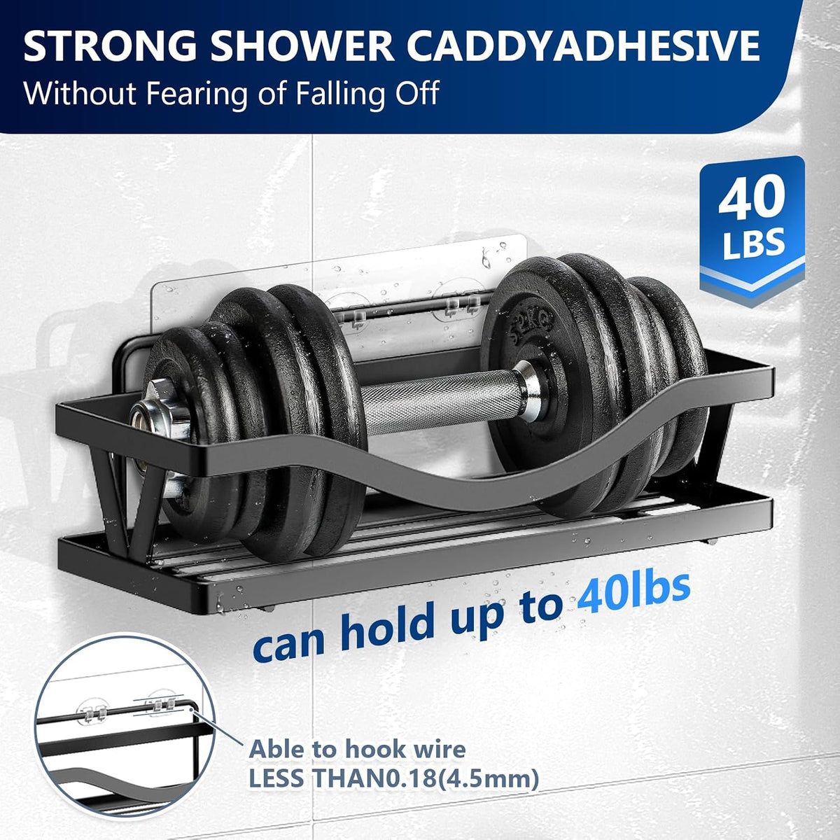 Shower Caddy Adhesive Replacement Stickers - 6 Pack No Drilling Shower Caddy Adhesive Strips, Strong Adhesive Hooks for Shower Caddy Bathroom Storage Shelves and Kitchen Racks & Soap Holder