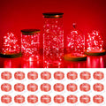 SmilingTown Battery Operated Fairy String Lights 24 Pack 20 LED 7.2ft Starry Firefly Copper Wire for Wedding Party Table Centerpiece Halloween Christmas Decorations (Red)