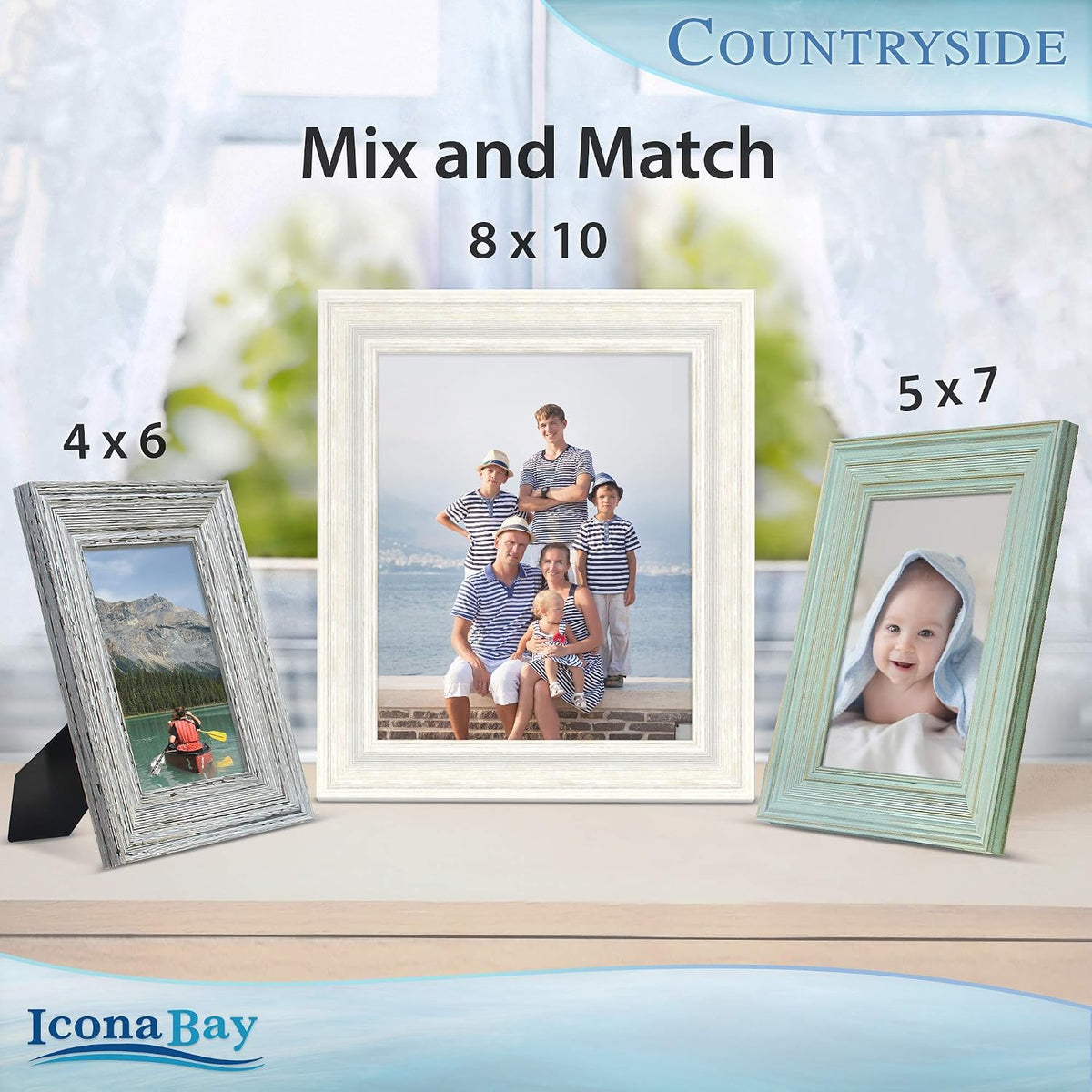 Icona Bay 4x6 Picture Frames (Speckled Gray, 6 Pack), French Country Style Picture Frame Set, Wall Mount or Table Top, Countryside Collection
