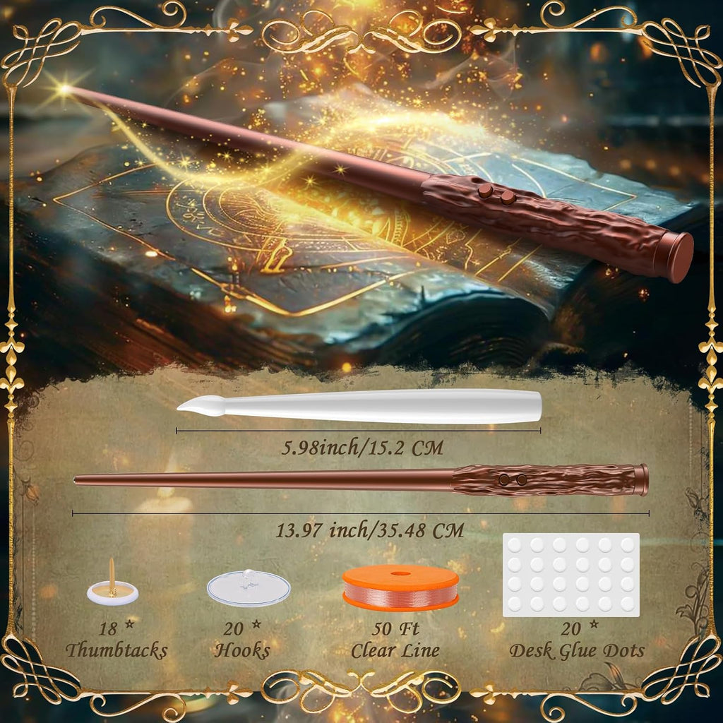 TLPUHU Halloween Floating Candles 18 Pcs - Magical Flameless Candles with Wand Flickering Warm Lights Ideal for Indoor Window Bedroom Halloween Cosplay Birthday Theme Party Decor
