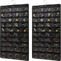 2 PACK (Each Pack 80 Pockets,Total 160 Pockets) Hanging Jewelry Organizer with Hanger Metal Hooks Storage On Wall Door Closet Double-Sided Jewelry Holder for Earrings, Necklaces, Rings (2 Pcs Black)